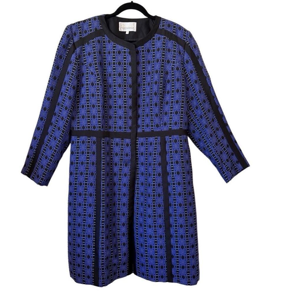 Giovanna Collection Blue & Black Coat Size 18 Career, Dark Academia, Old Money